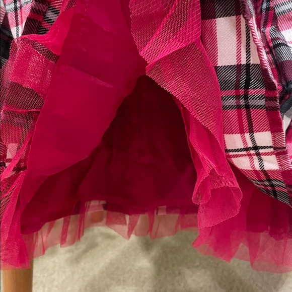1989 Place Pink Plaid Dress with Black Velvet Bow 12-18 months - Picture 3 of 4